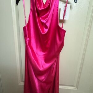 Chic Hot Pink Giani Bini Halter Mini Satin Dress
